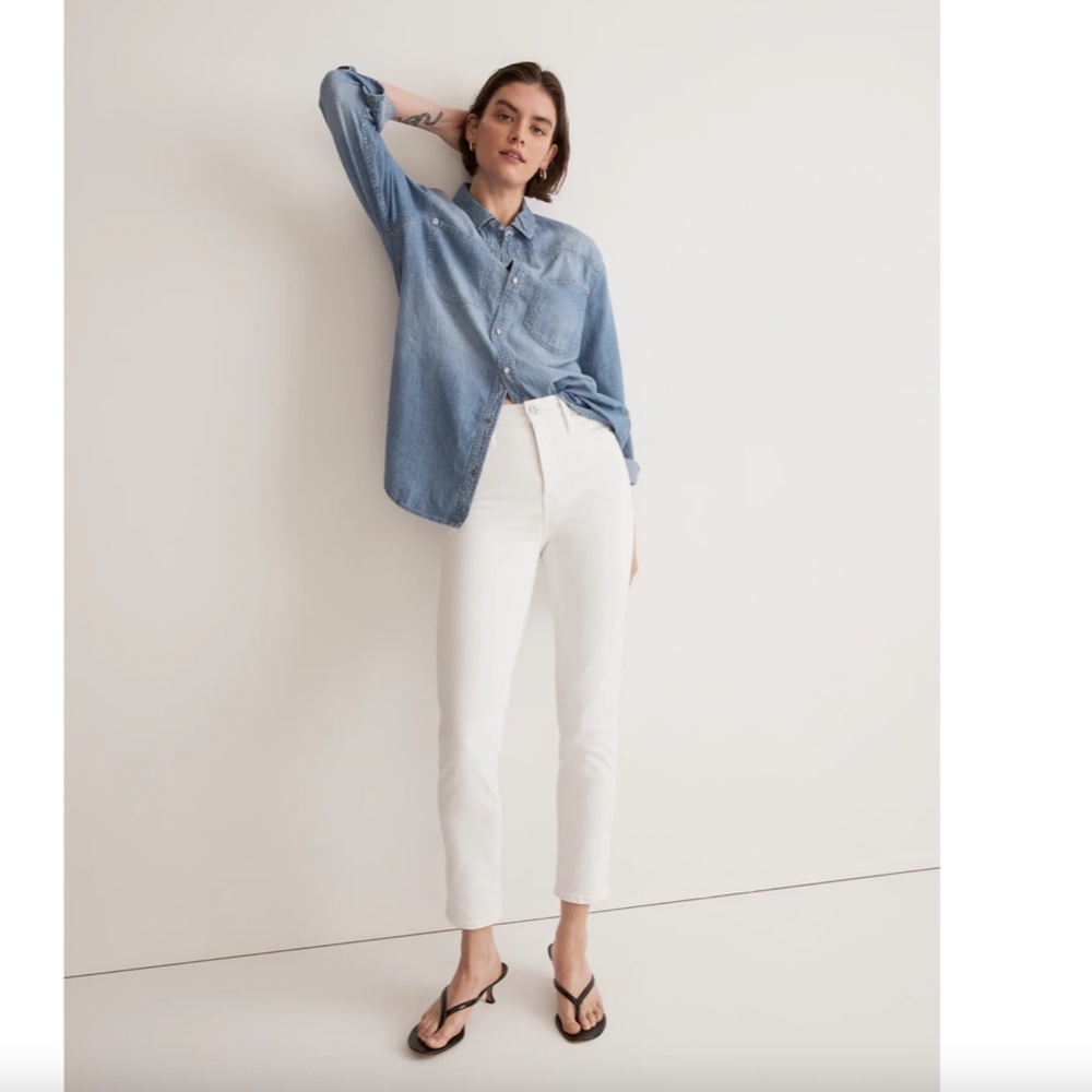 Madewell Women's Stovepipe Stretch Jeans, Pure White, Size 28 Coastal Old Money